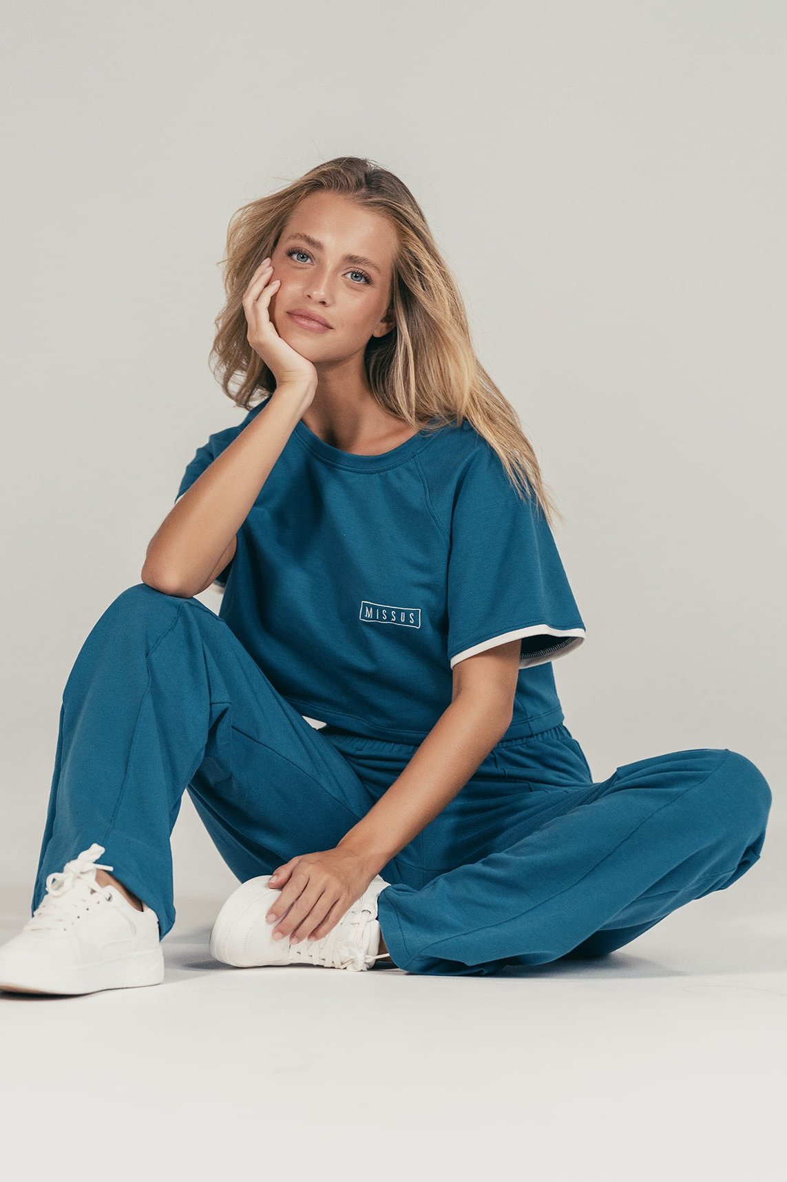 BLUE TRACKSUIT STRAIGHT SWEATPANTS