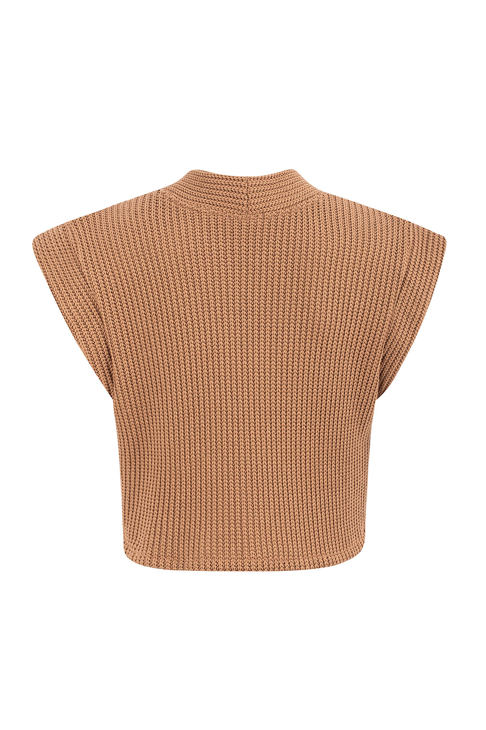 CAMEL RIBBED KNIT GILET