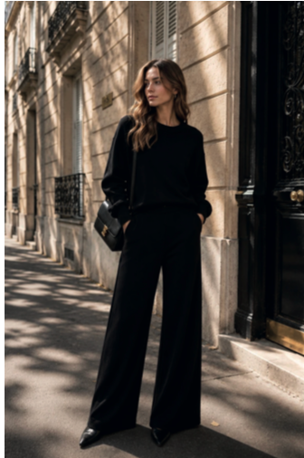 BLACK KNIT LOUNGEWEAR SWEATER