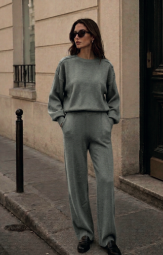 GREY KNIT LOUNGEWEAR SWEATER