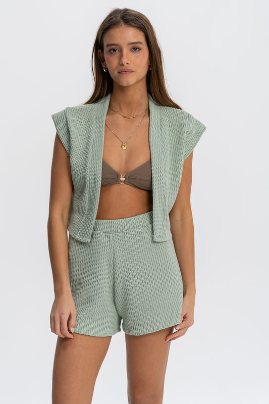 MINT RIBBED KNIT GILET