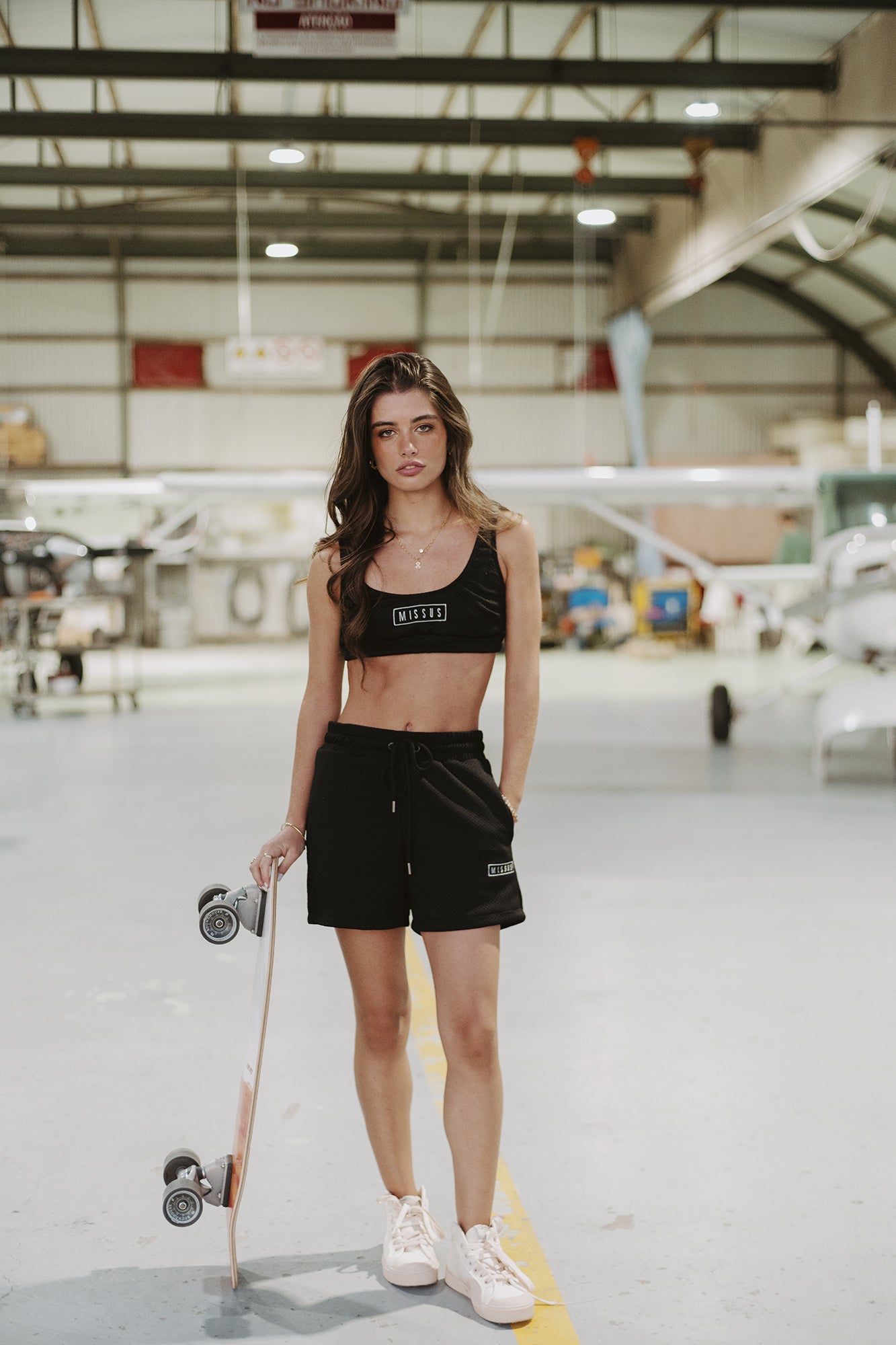BLACK TRACKSUIT QUILTED CROP TOP