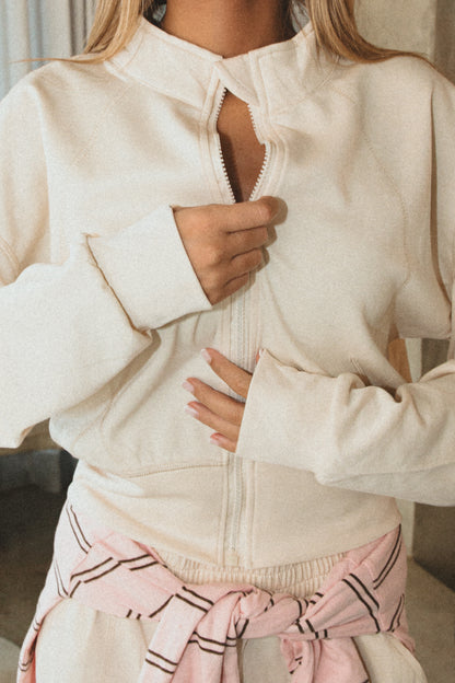 OFF-WHITE ZIP-UP TRACKSUIT SET