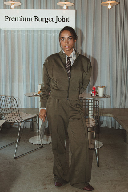 OLIVE ZIP-UP TRACKSUIT SET
