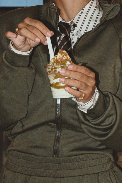 OLIVE ZIP-UP TRACKSUIT SET