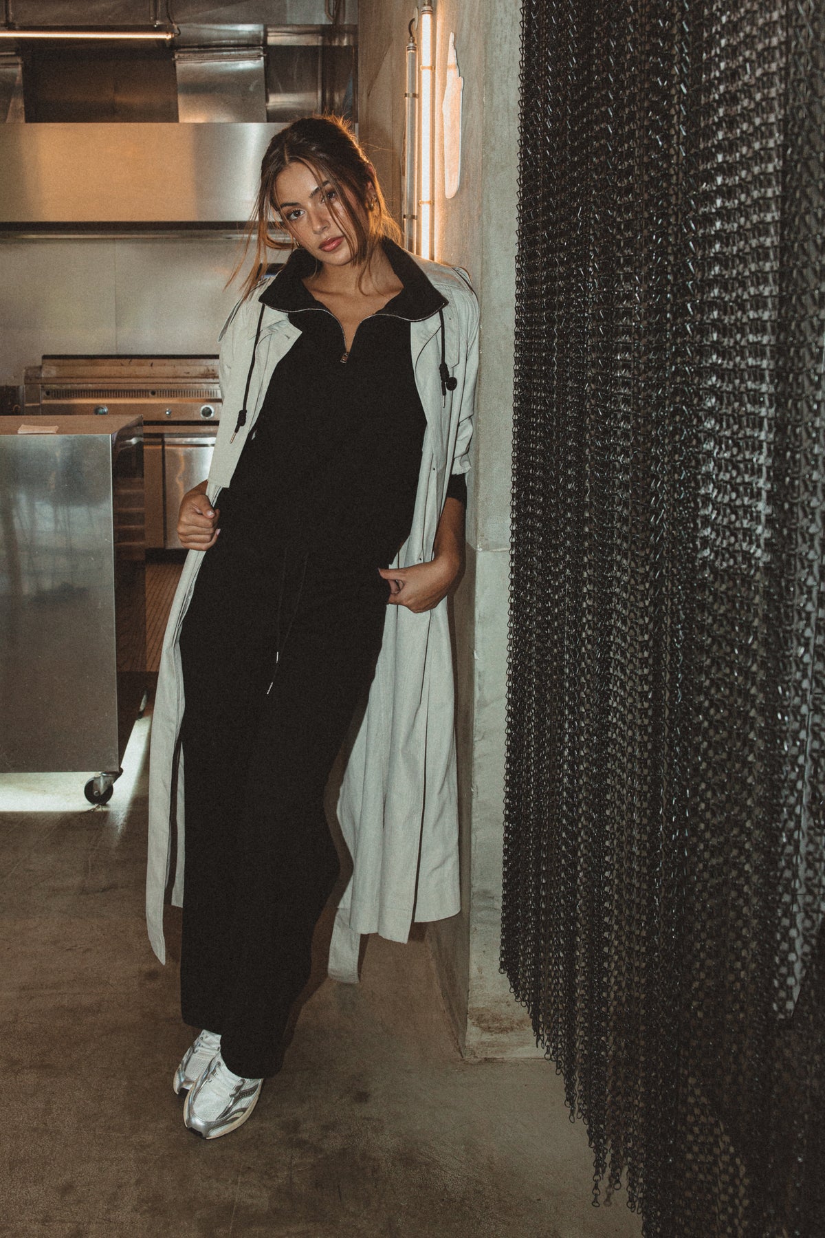 BLACK QUARTER-ZIP KNIT SET