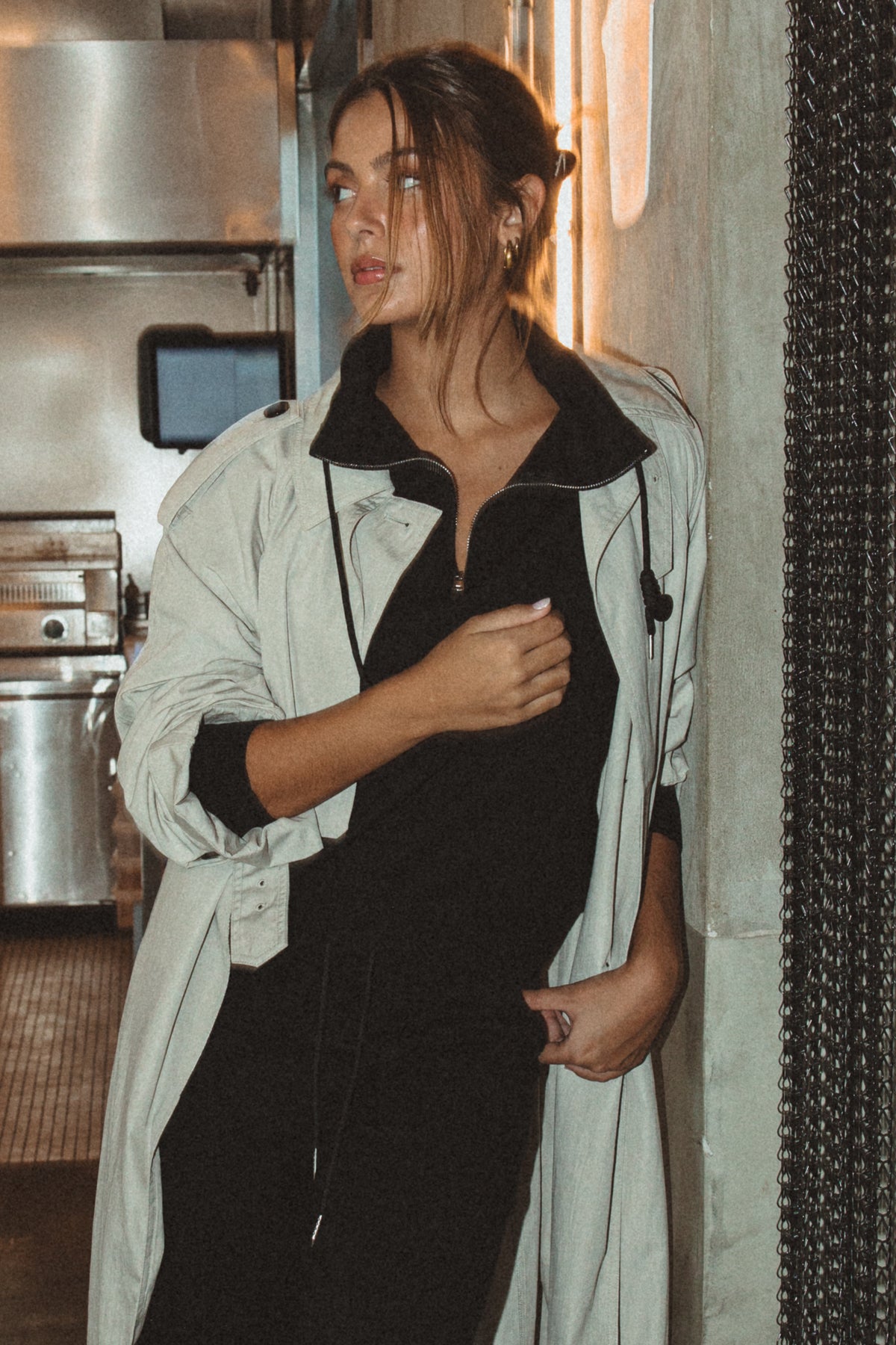 BLACK QUARTER-ZIP KNIT SET