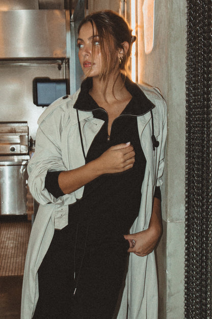 BLACK QUARTER-ZIP KNIT SET