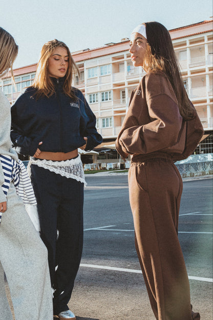 BROWN ZIP-UP TRACKSUIT SET