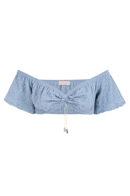 LIGHT BLUE MANDALA CROP TOP