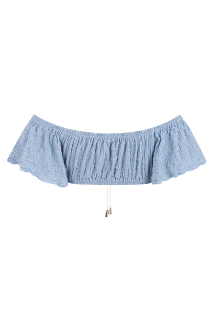 LIGHT BLUE MANDALA CROP TOP