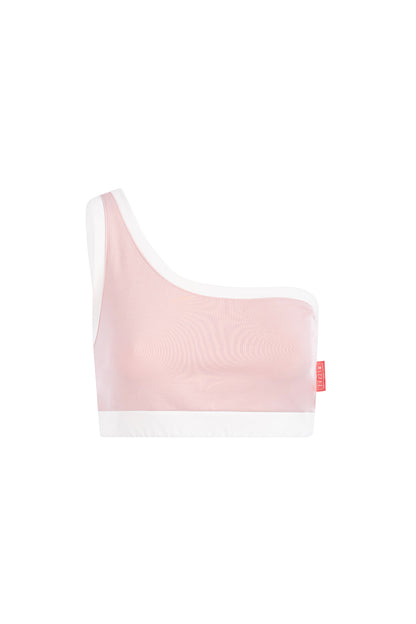 SOFT TOUCH ONE SHOULDER PINK CROP TOP
